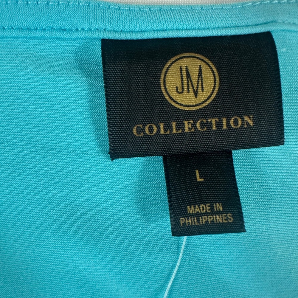NWT JM Collection Women's Large Turquoise‎ Blue Keyhole Ruched Sleeveless Top - Picture 4 of 7